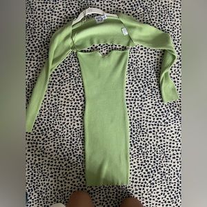 princess polly green mini dress with sweater